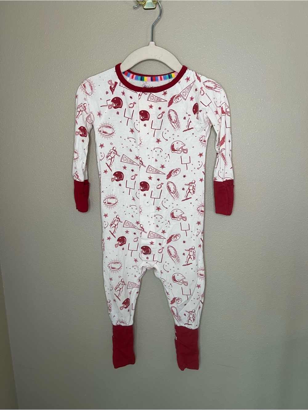 Magnetic Me 9-12m White & Red Football Print Kids One-Piece